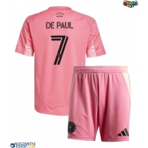 Otroški Nogometni dresi Inter Miami Rodrigo De Paul #7 Domači 2025-26 Kratek Rokav (+ Kratke hlače)